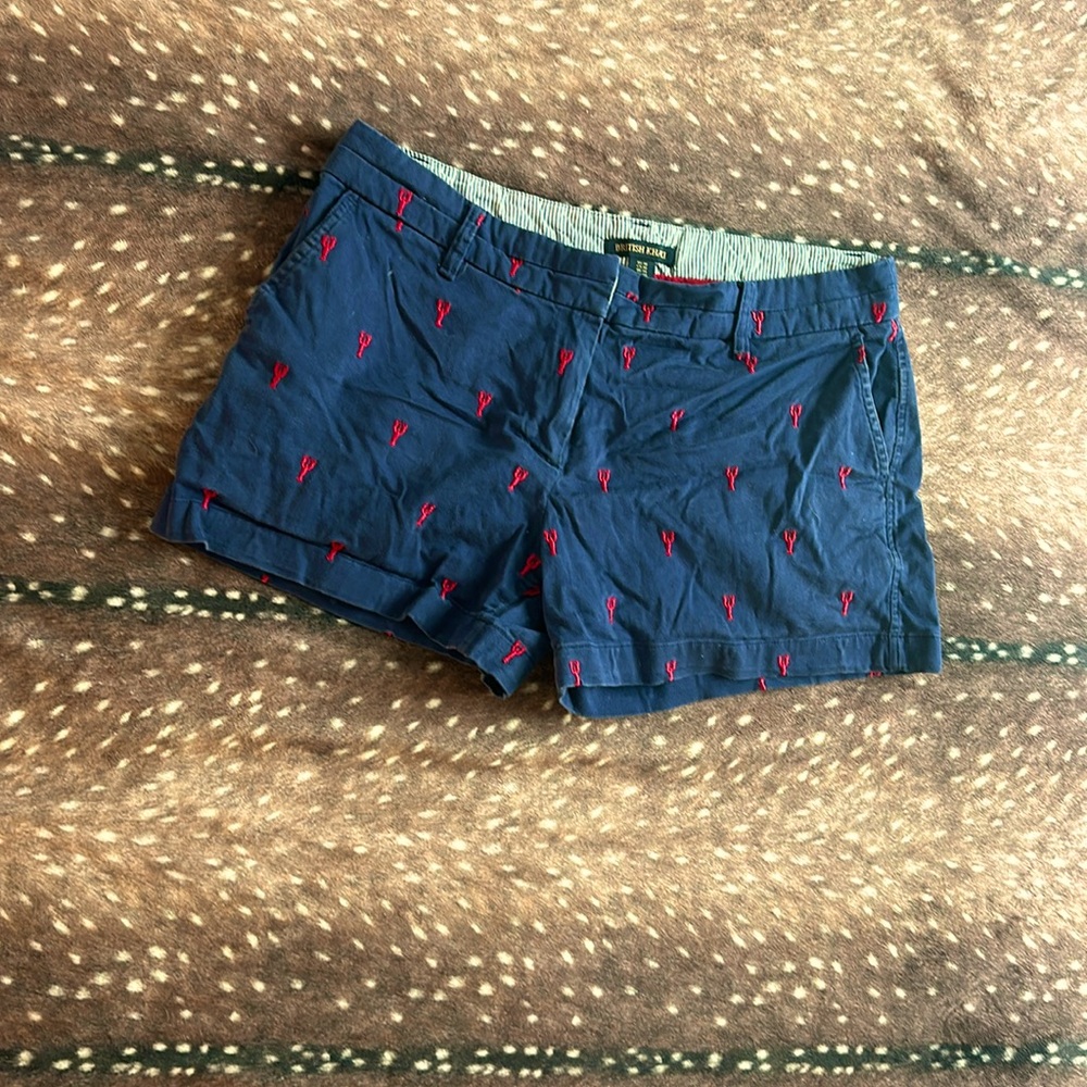 Blue British Khaki shorts with lobsters.